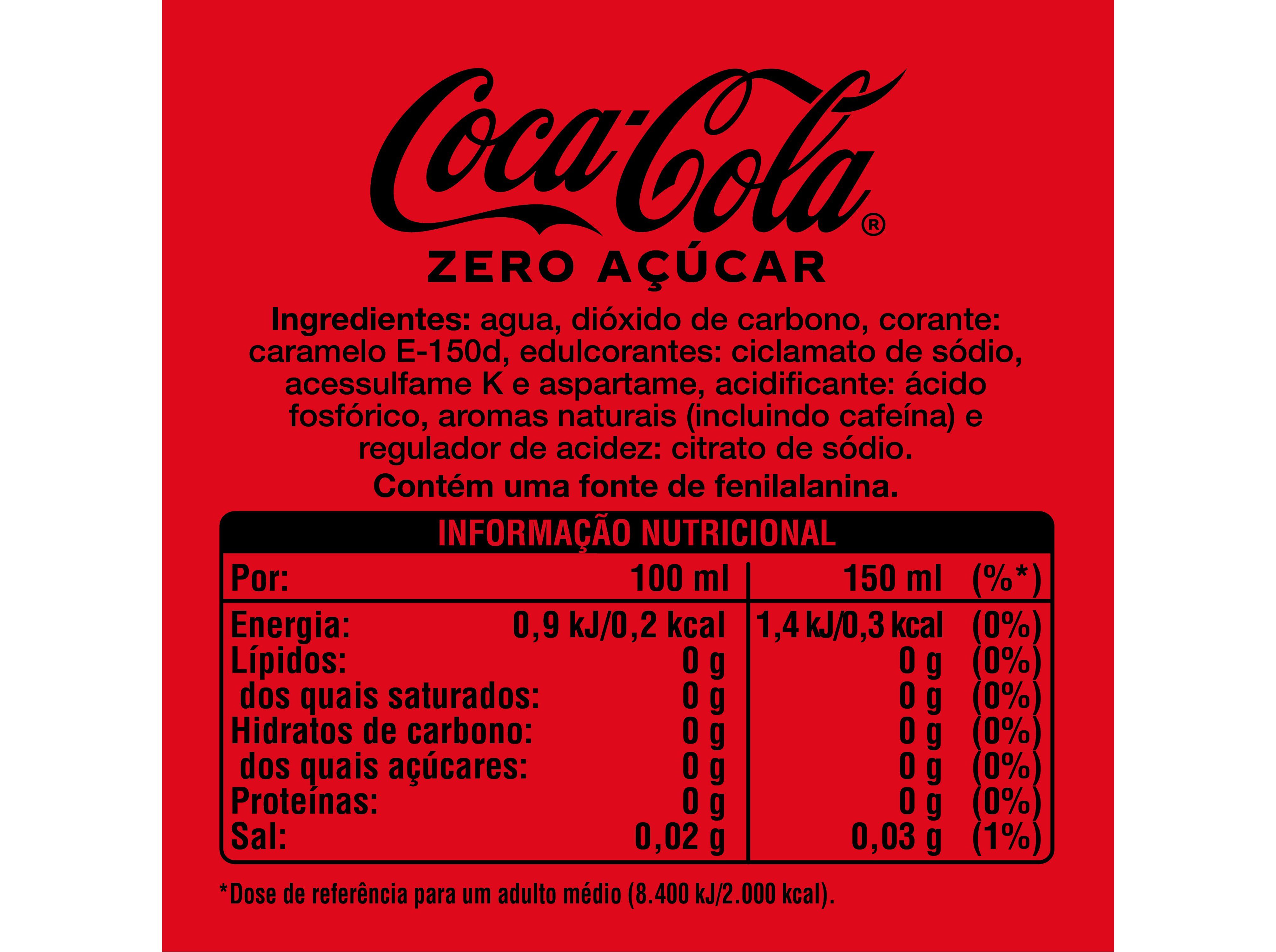 REFRIGERANTE COM G&Aacute;S COCA-COLA ZERO A&Ccedil;&Uacute;CAR LATA 6X0.33L (SDR) image number 1