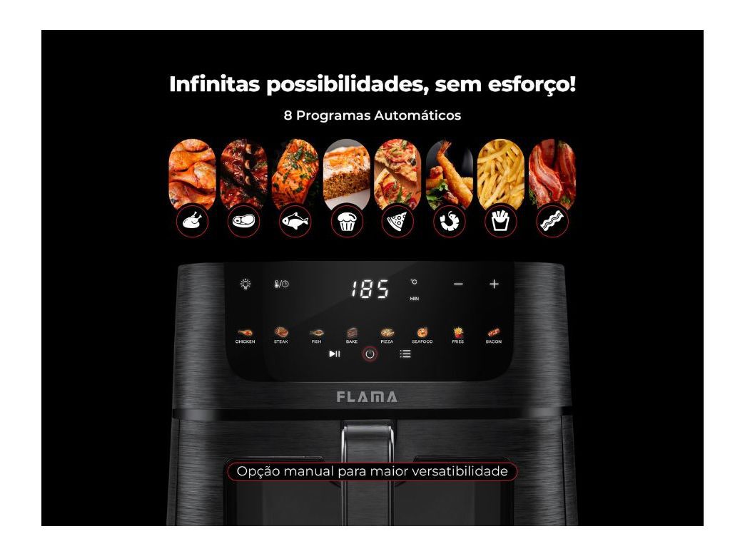 FRITADEIRA SEM &Oacute;LEO AIRFRYER FLAMA 644FL PRETA 6L image number 3