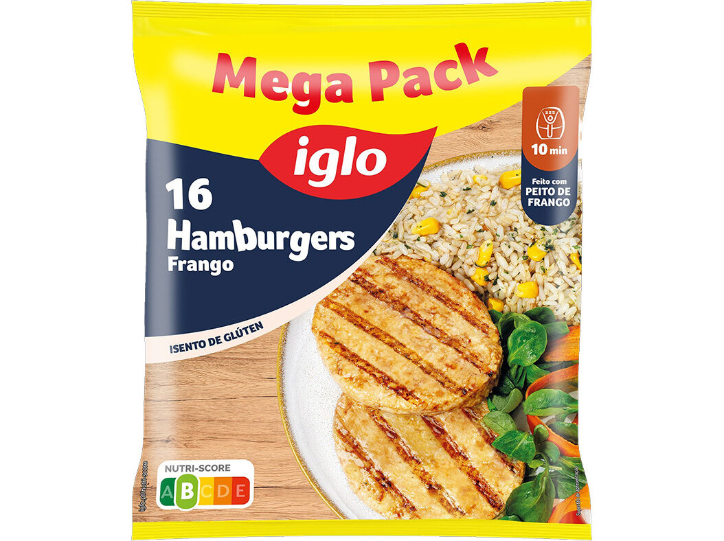HAMBURGUERES IGLO FRANGO SEM GL&Uacute;TEN 16UN 960G