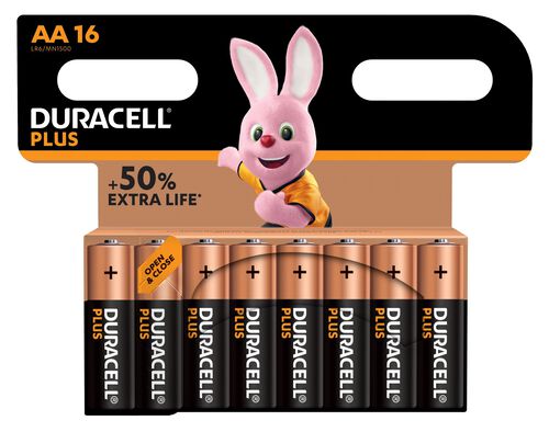 PILHA ALCALINA DURACELL PLUS AA PACK 16 UNIDADES image number 0