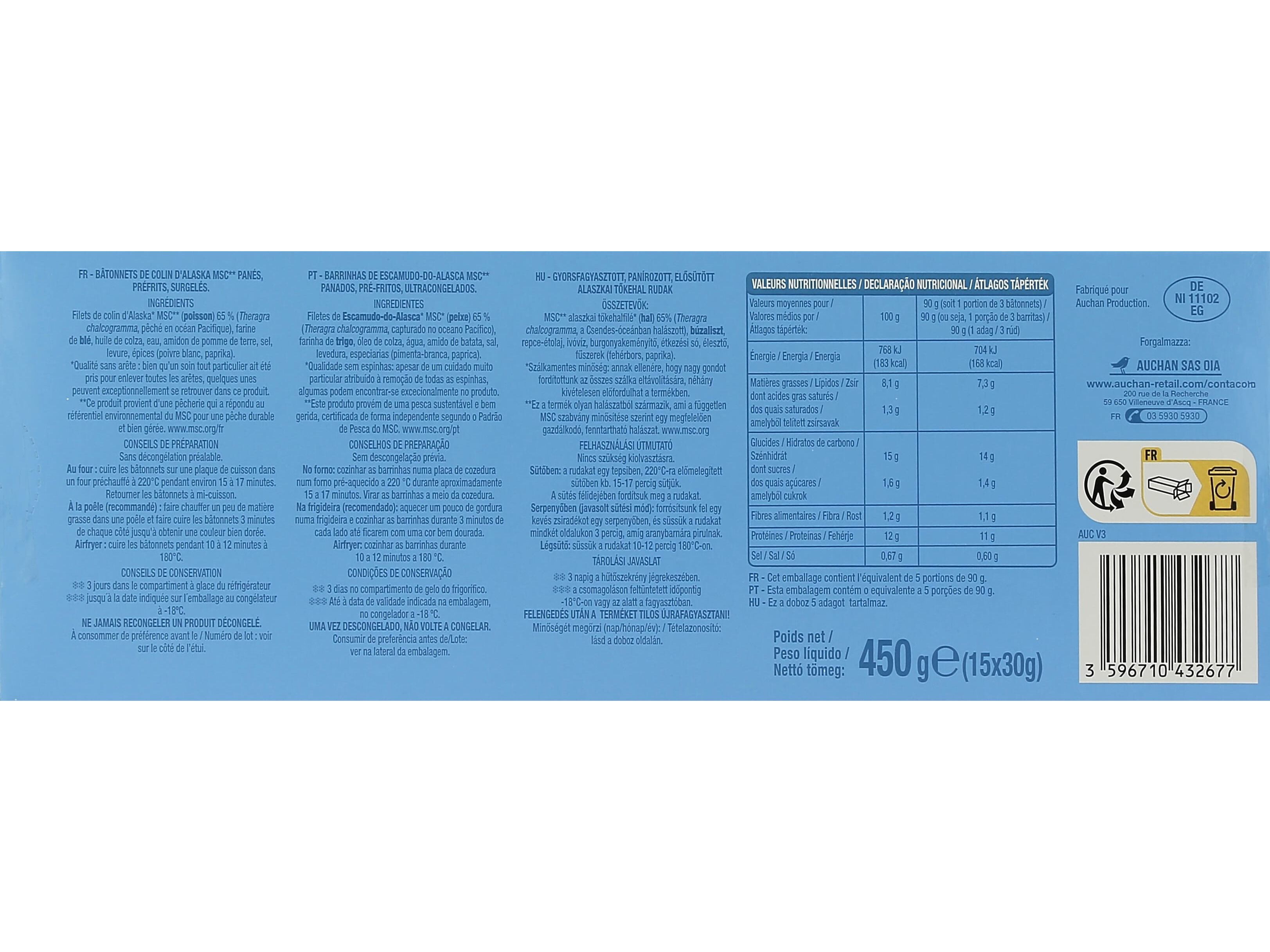 DOURADINHOS AUCHAN DE ESCAMUDO-DO-ALASCA MSC 450G image number 2