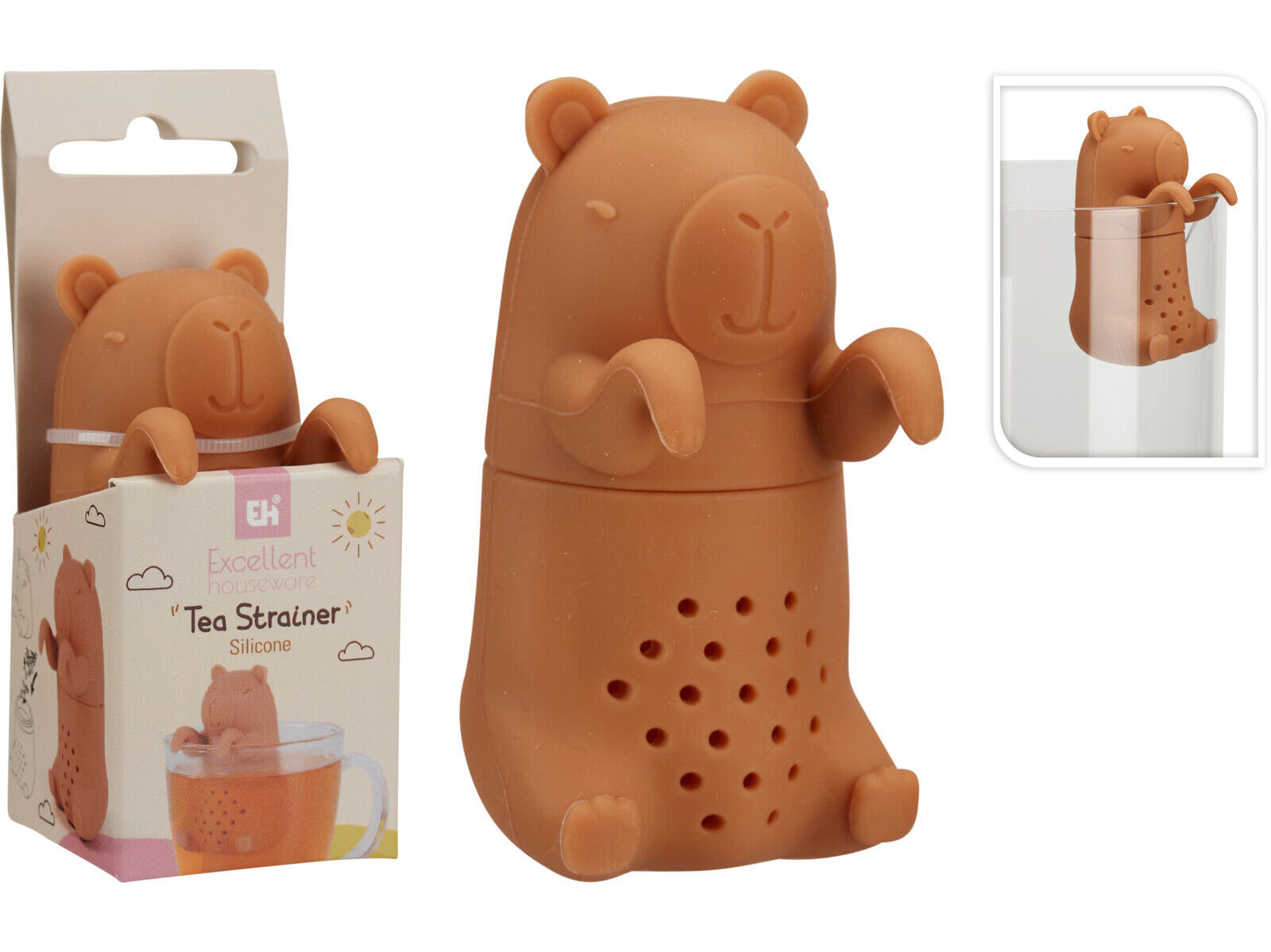 INFUSOR CH&Aacute; CAPIVARA SILICONE 4.3X2.8X11.5CM