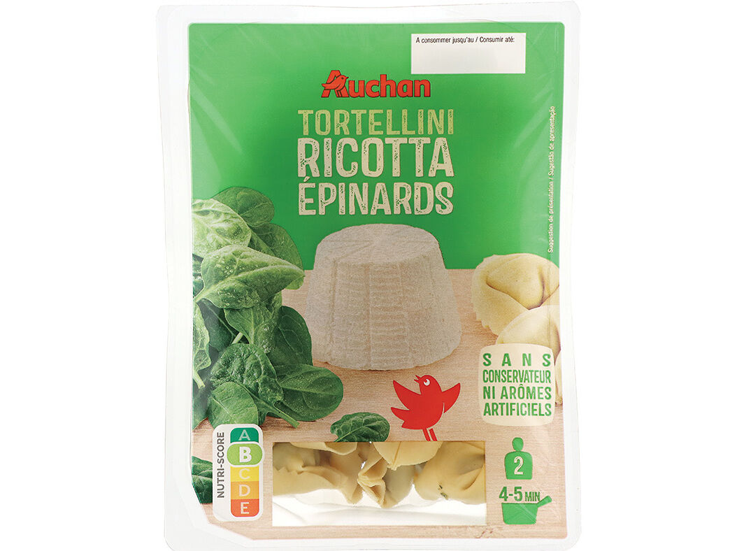 TORTELLINI COM RICOTTA E ESPINAFRES AUCHAN 300 G