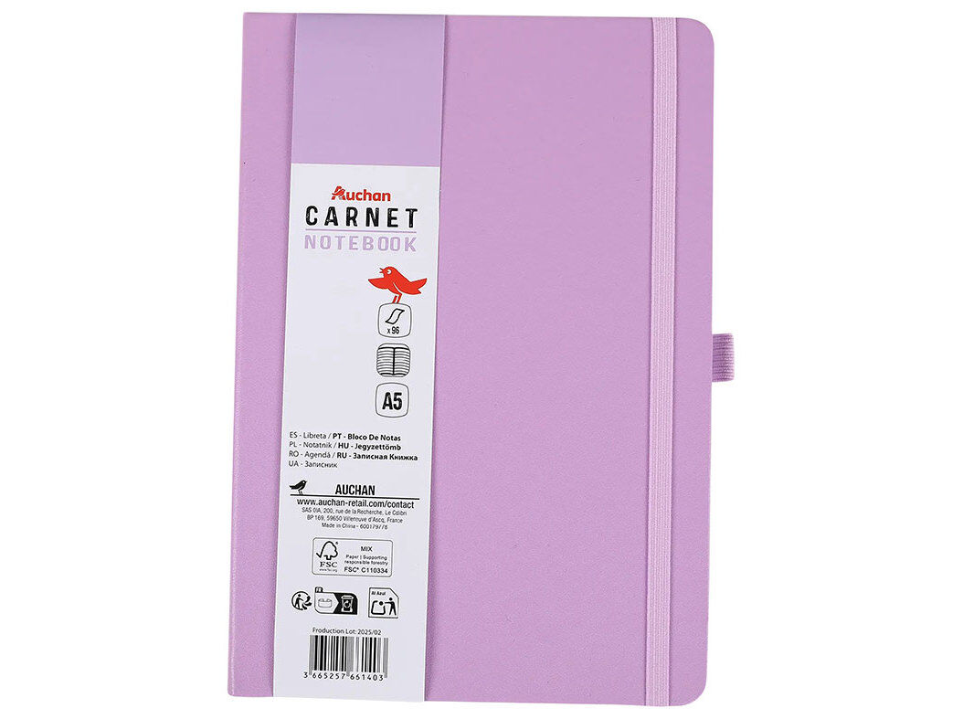 BLOCO NOTAS A5 LINHAS AUCHAN ROXO "YOUR LIFE" image number 0