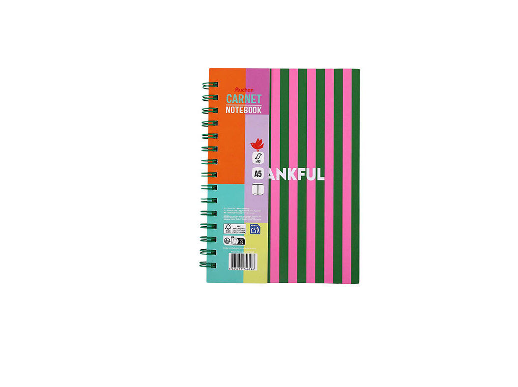 CADERNO ESPIRAL LISO AUCHAN A5 80 FOLHAS VINTAGE PALETTE