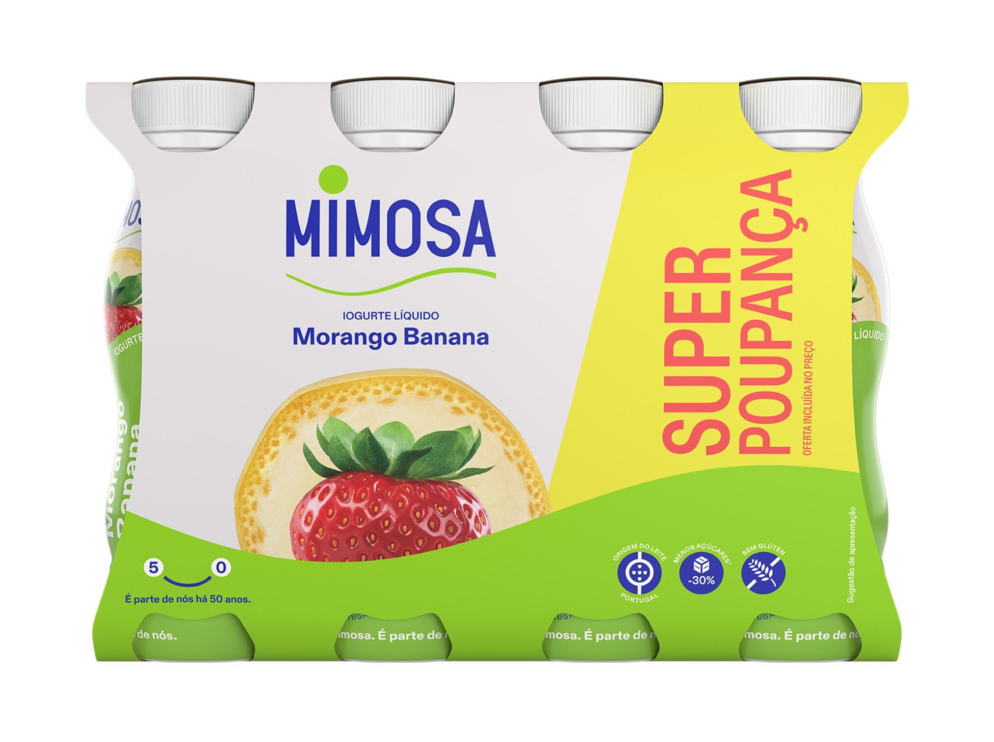 IOGURTE LIQUIDO MIMOSA MORANGO BANANA PACK POUPAN&Ccedil;A 8X151ML image number 1