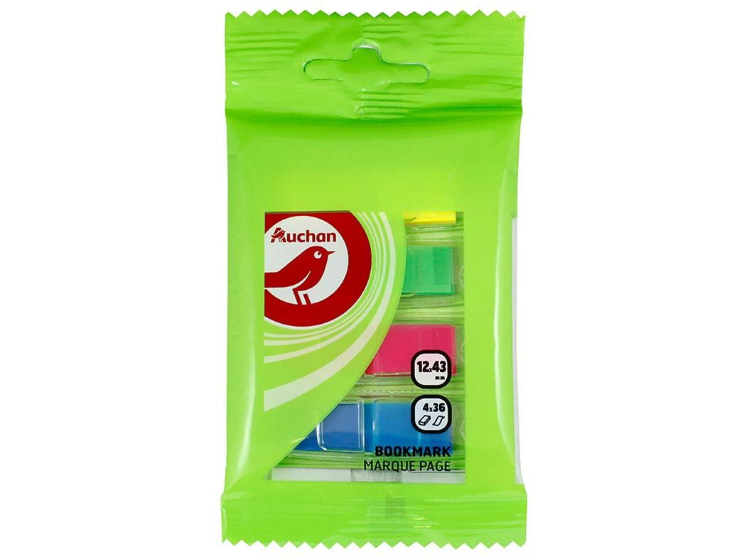 CONJUNTO DE 4 MARCADORES ADERENTES COM DISPENSADOR COM 36 FOLHAS AUCHAN