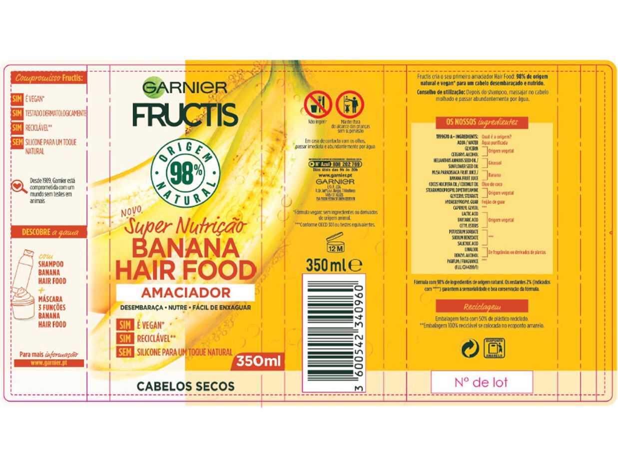 CONDICIONADOR FRUCTIS HAIR FOOD BANANA 350ML image number 1