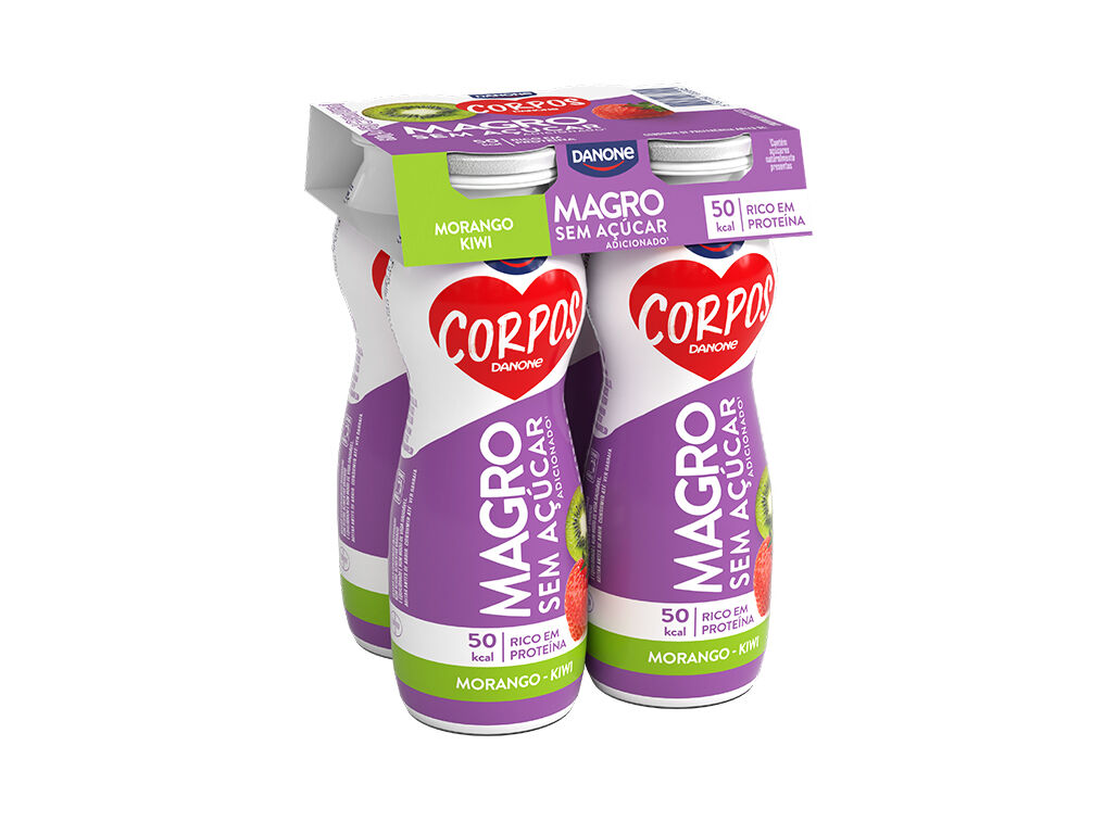 IOGURTE CORPOS DANONE MAGRO L&Iacute;QUIDO MORANGO E KIWI 4X155G