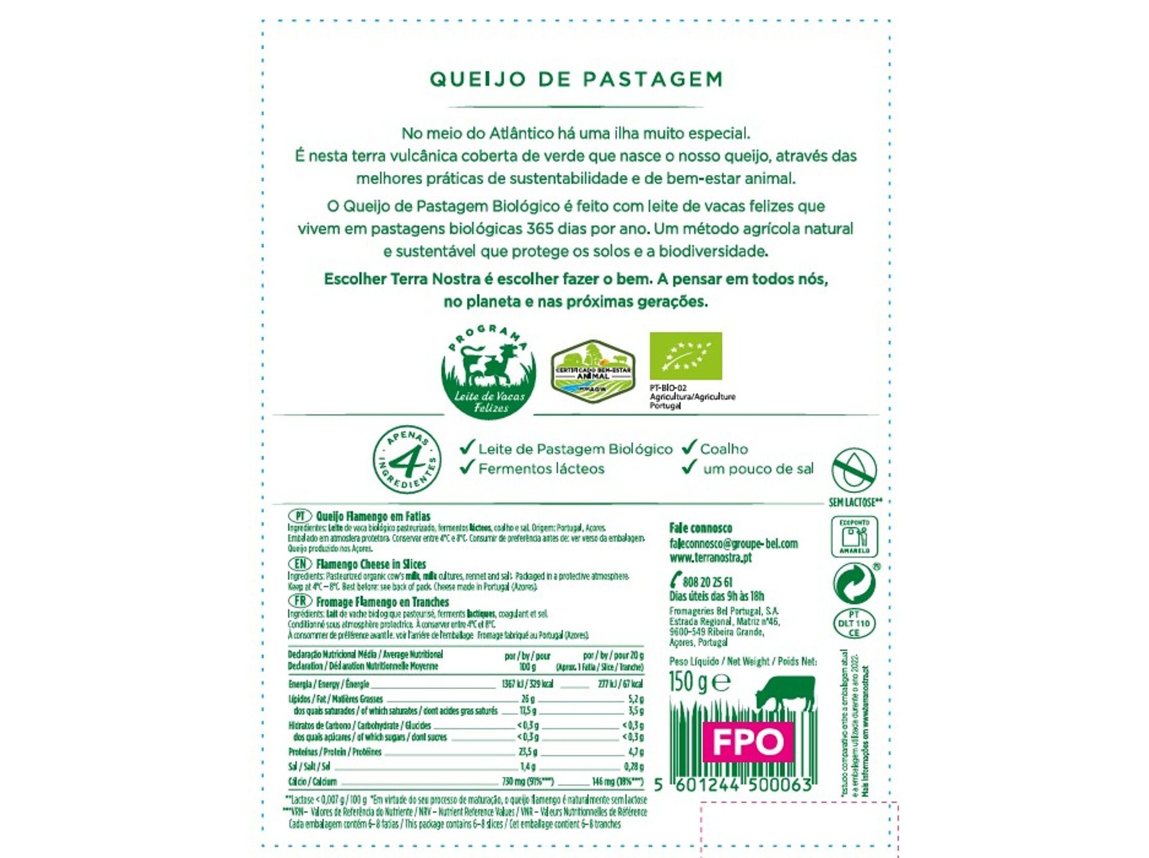 QUEIJO TERRA NOSTRA FATIAS BIO 150G image number 1