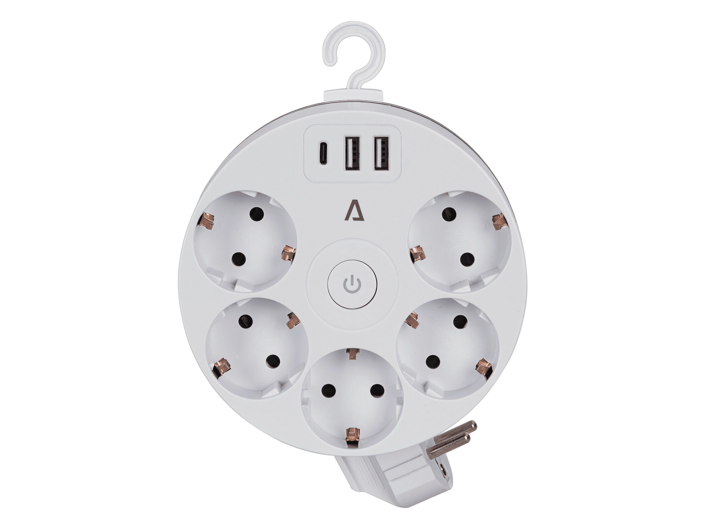 ENROLADOR 5X2 USB 1XU ASLO BRANCO 16A 250V 3500W image number 2