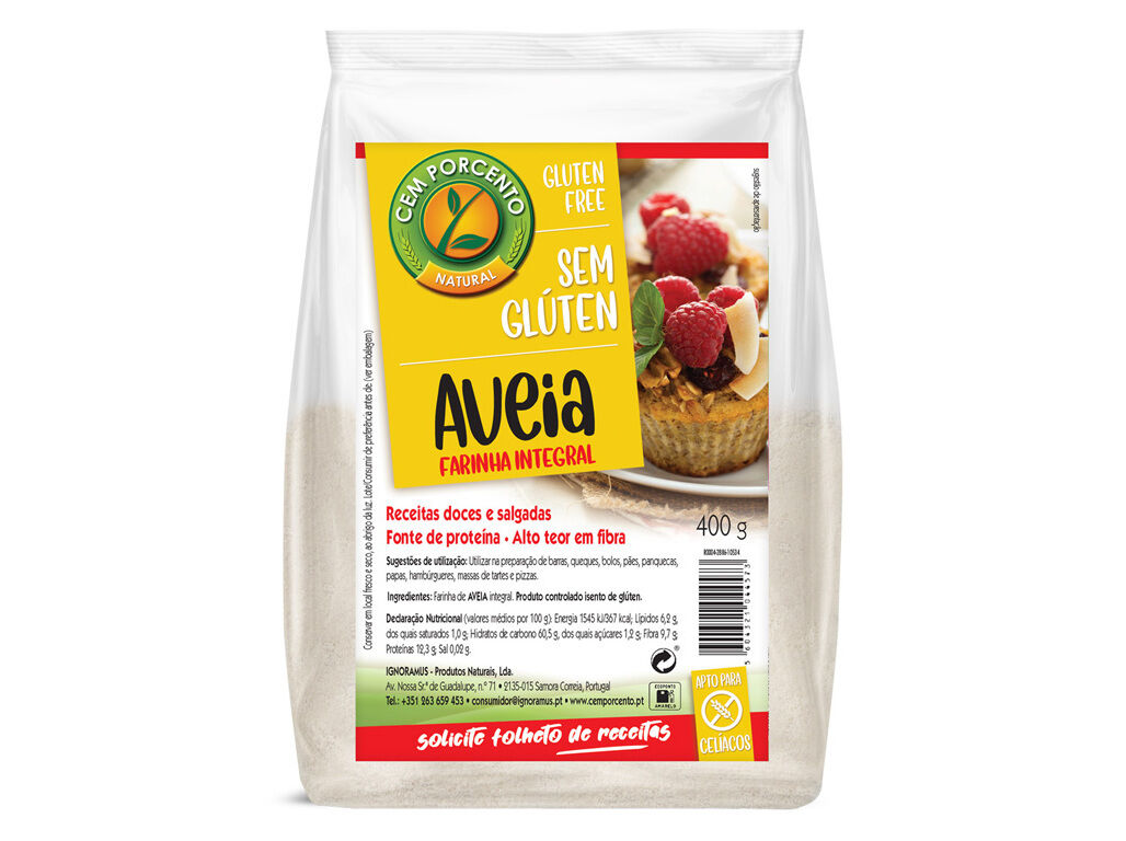 FARINHA DE AVEIA CEM PORCENTO SEM GL&Uacute;TEN 400 G