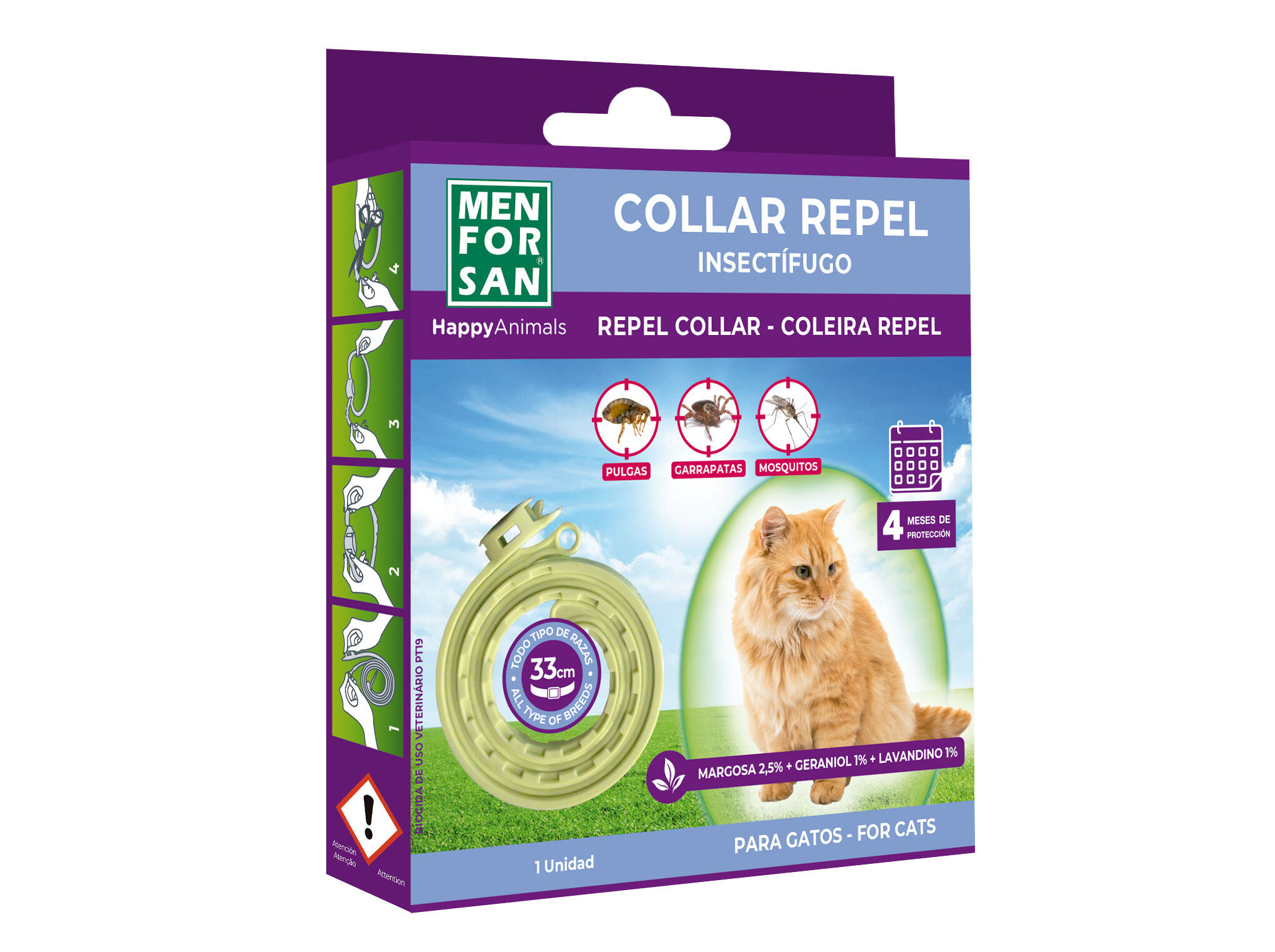 COLEIRA REPELENTE MENFORSAN GATO 33MM 1 UNIDADE