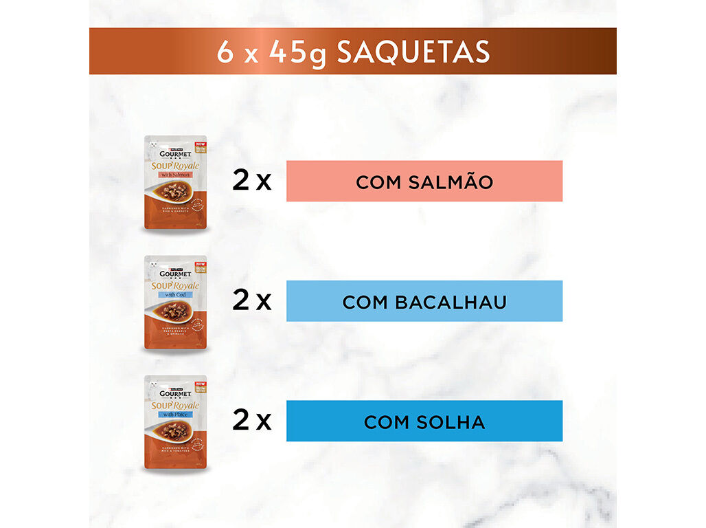 COMIDA H&Uacute;MIDA GATO GOURMET SOUP ROYAL PEIXES 6X45G image number 2