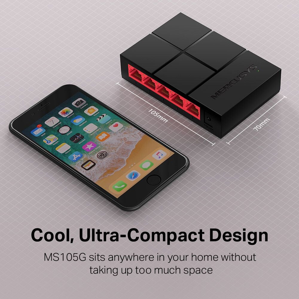 SWITCH MERCUSYS MS105G 5 PORTAS GIGABIT 1000MBPS image number 2