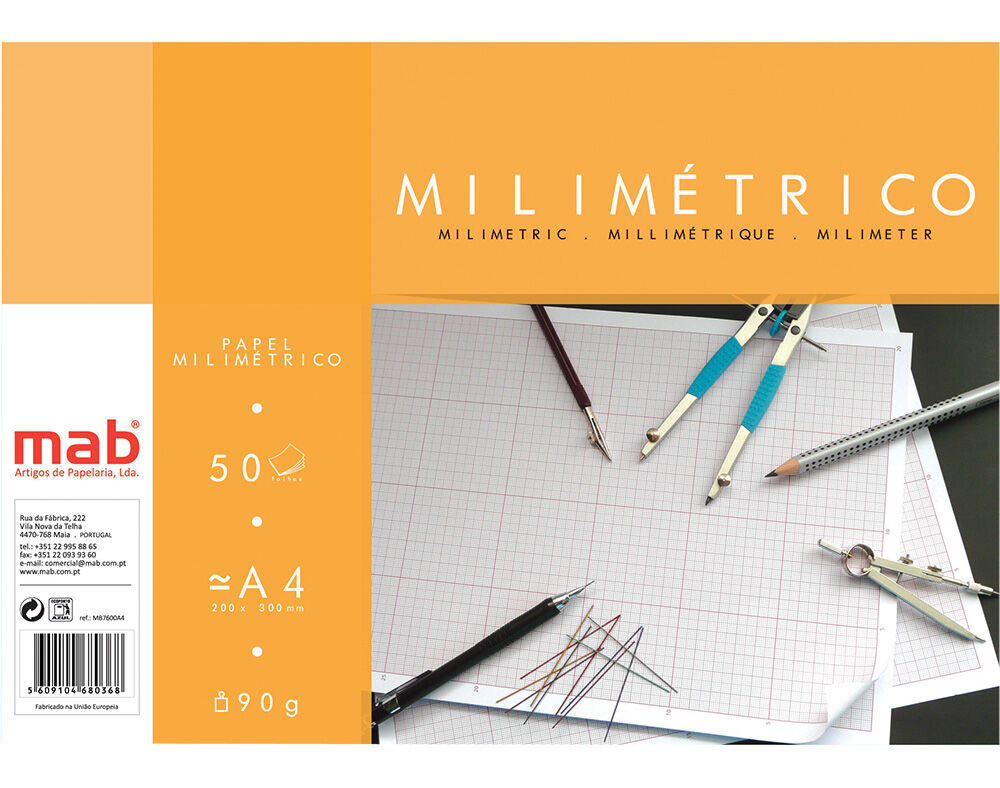 BLOCO PAPEL MILIM&Eacute;TRICO MAB 10 FOLHAS