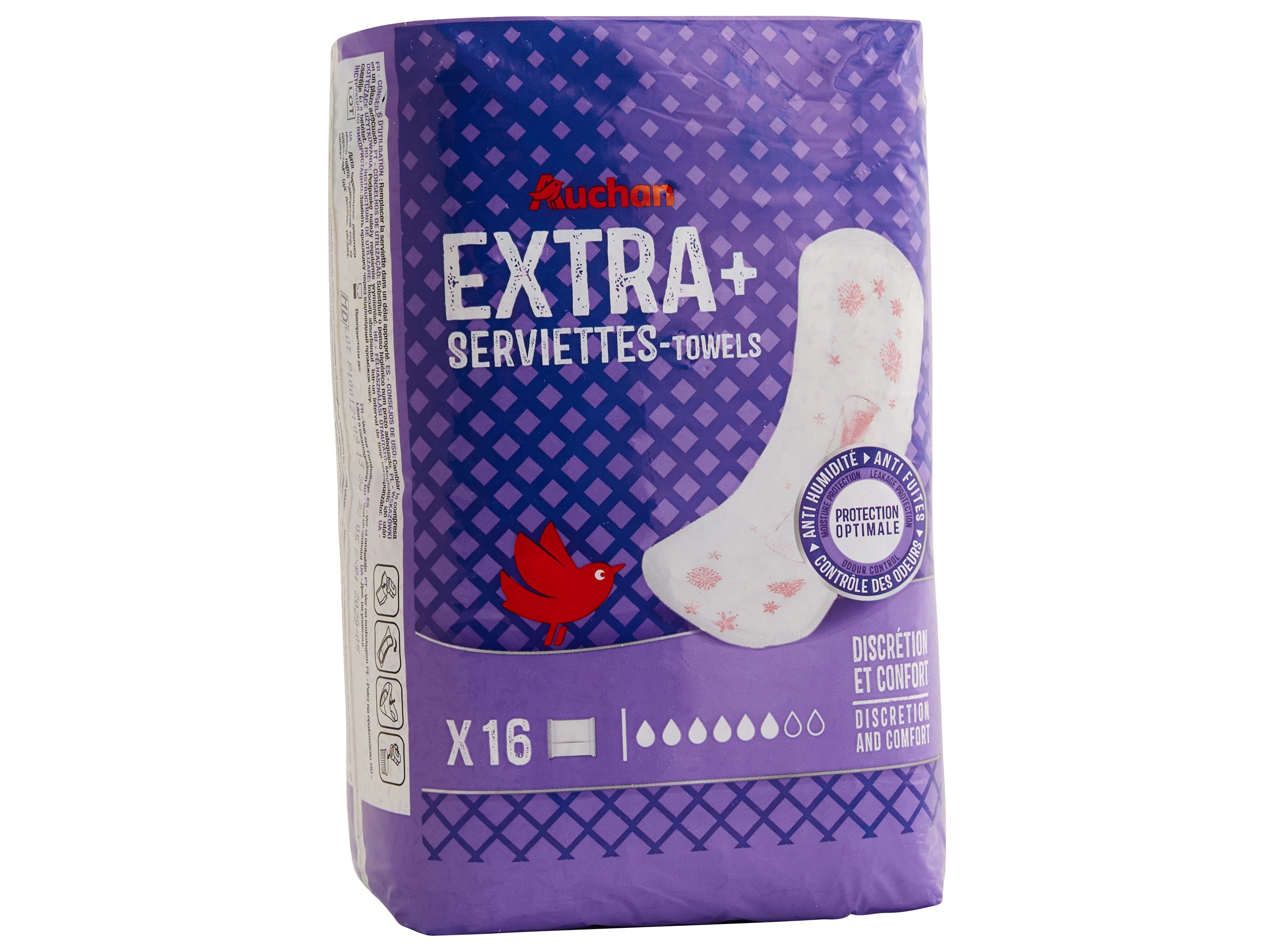 PENSOS INCONTIN&Ecirc;NCIA AUCHAN EXTRA+ C/BOLSA 16UN image number 1