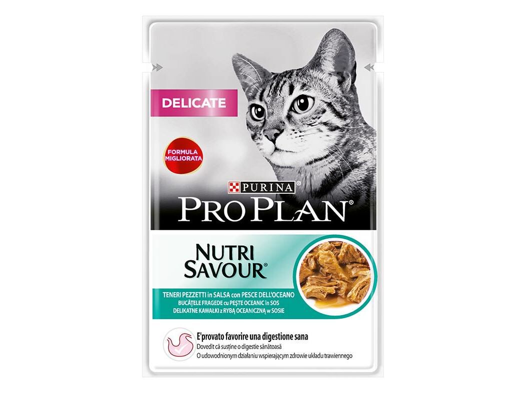 COMIDA H&Uacute;MIDA GATO PROPLAN DELICATE PEIXE 85G image number 0