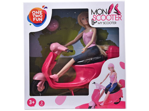 BONECA COM SCOOTER ONE TWO FUN 29CM image number 0