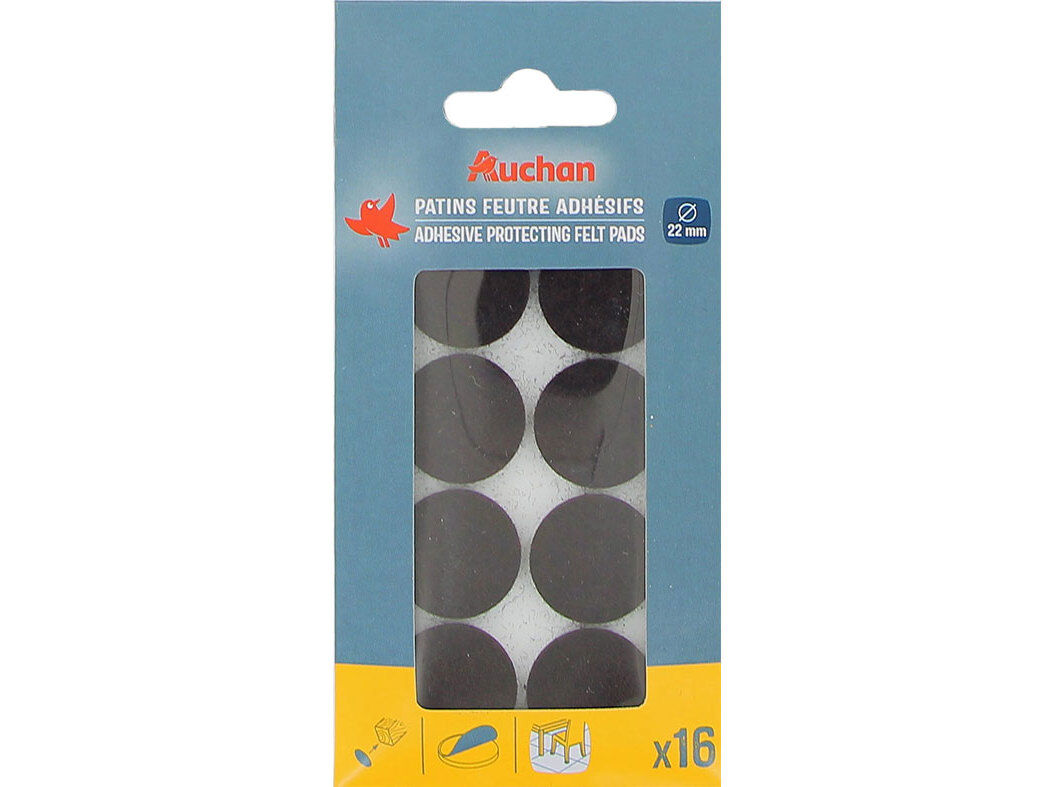 FELTROS PROTECTORES AUCHAN CASTANHOS ADESIVOS 16 PE&Ccedil;AS 22MM image number 0