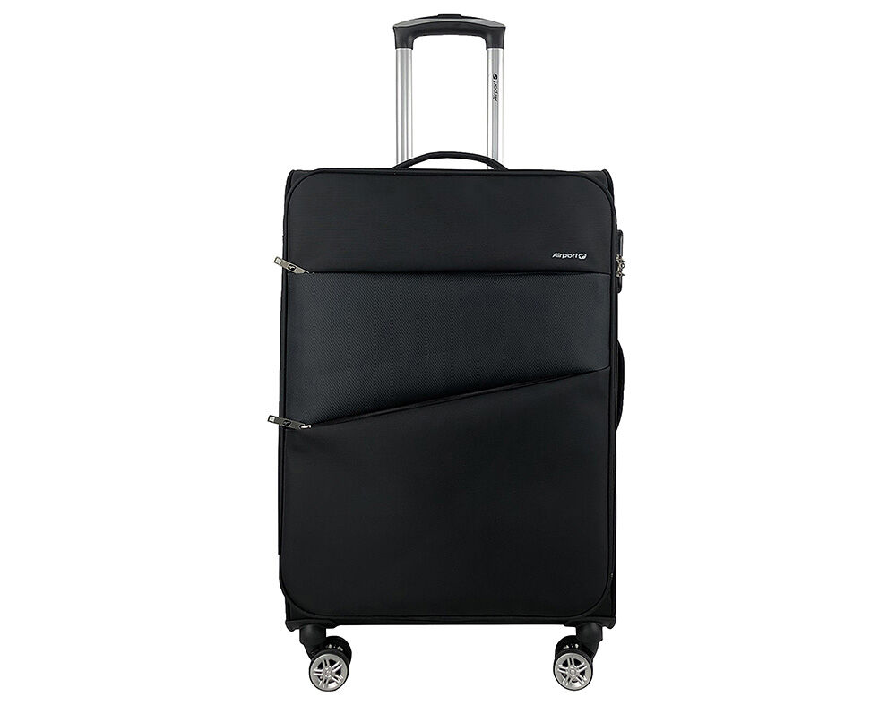 MALA DE VIAGEM M&Eacute;DIA FLEX&Iacute;VEL AIRPORT PRETO 8 RODAS 65CM