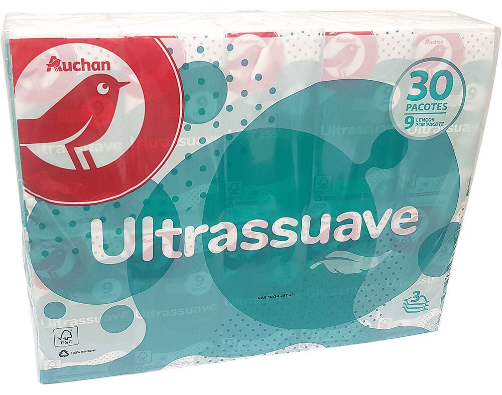 LEN&Ccedil;OS BOLSO AUCHAN ULTRASSUAVE 3 FOLHAS 30 UN #
