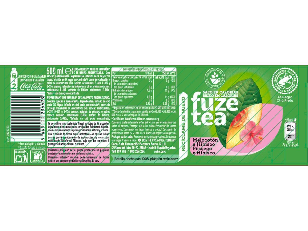 ICE TEA FUZE TEA P&Ecirc;SSEGO&HIBISCO 0.5L image number 2