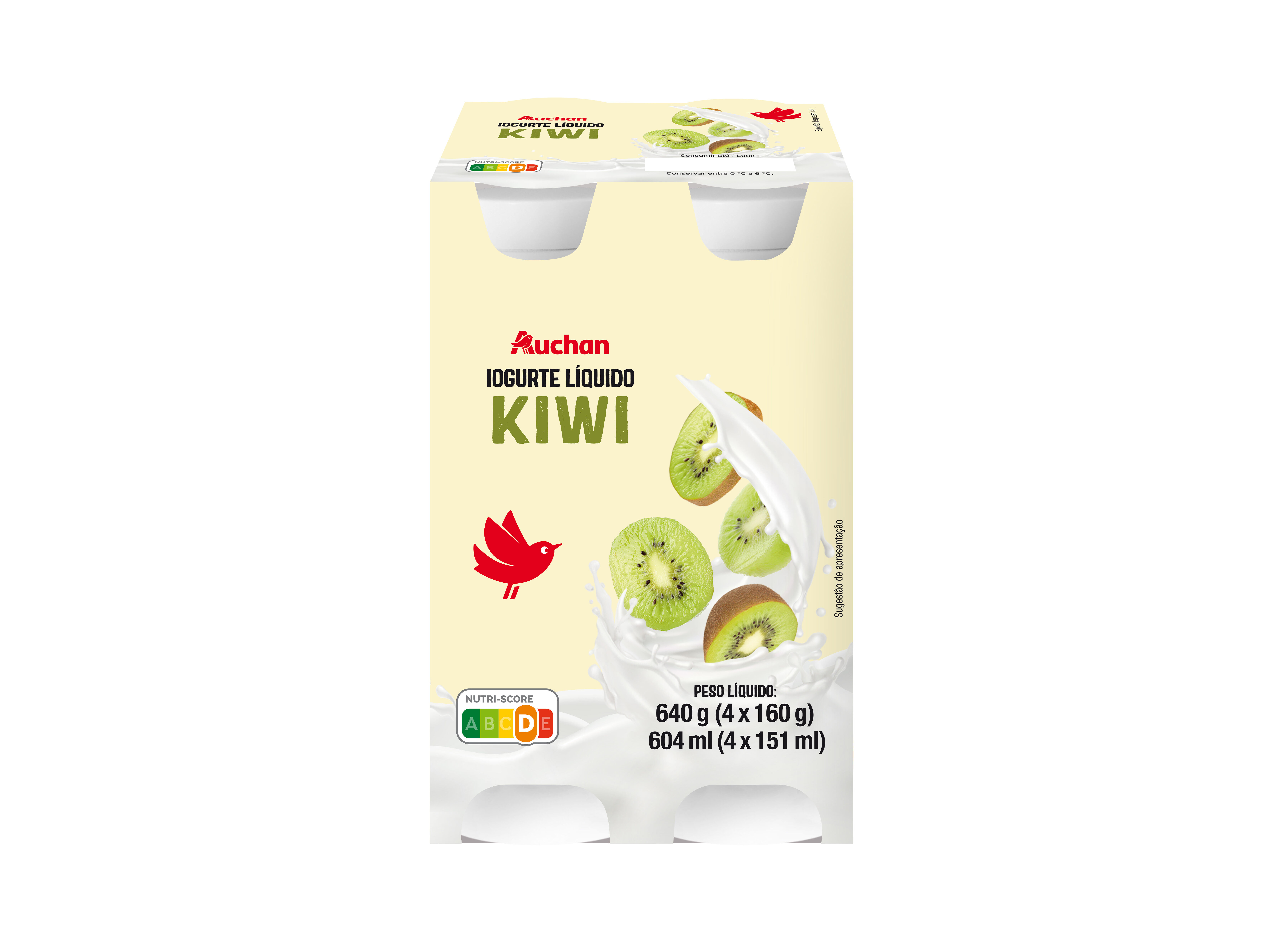 IOGURTE LIQUIDO AUCHAN KIWI 4X160G image number 0