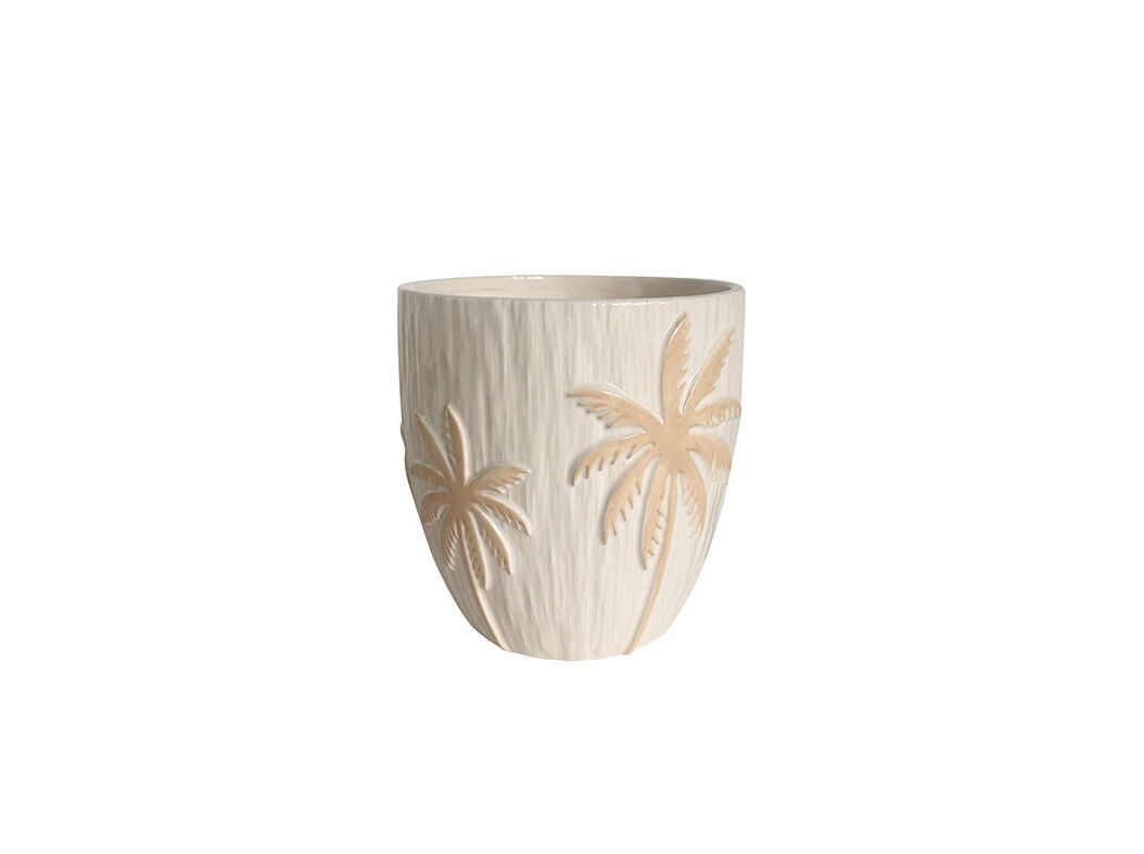 VASO CER&Acirc;MICA DOLOMITE PALMEIRA ACTUEL BRANCO/BEGE 15X15CM image number 0
