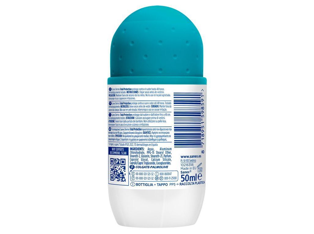 DESODORIZANTE ROLL-ON SANEX PROTE&Ccedil;&Atilde;O TOTAL 50ML image number 1