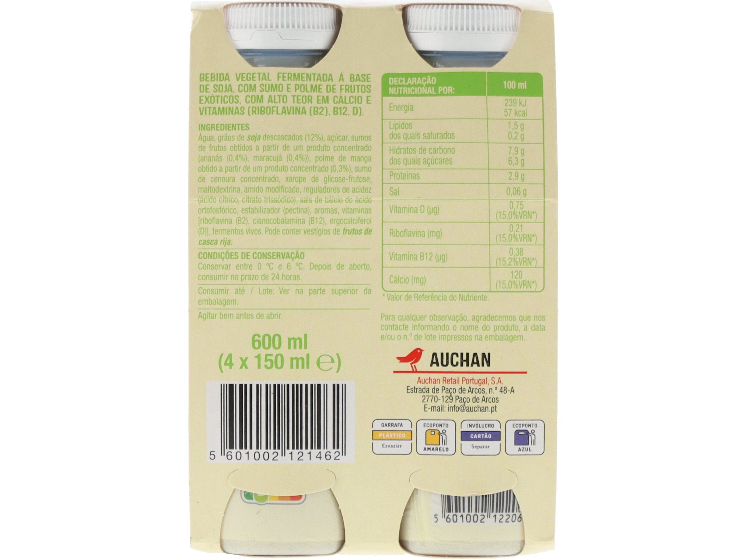 SOJAGURTE L&Iacute;QUIDO AUCHAN FRUTOS EX&Oacute;TICOS 4X150ML image number 2