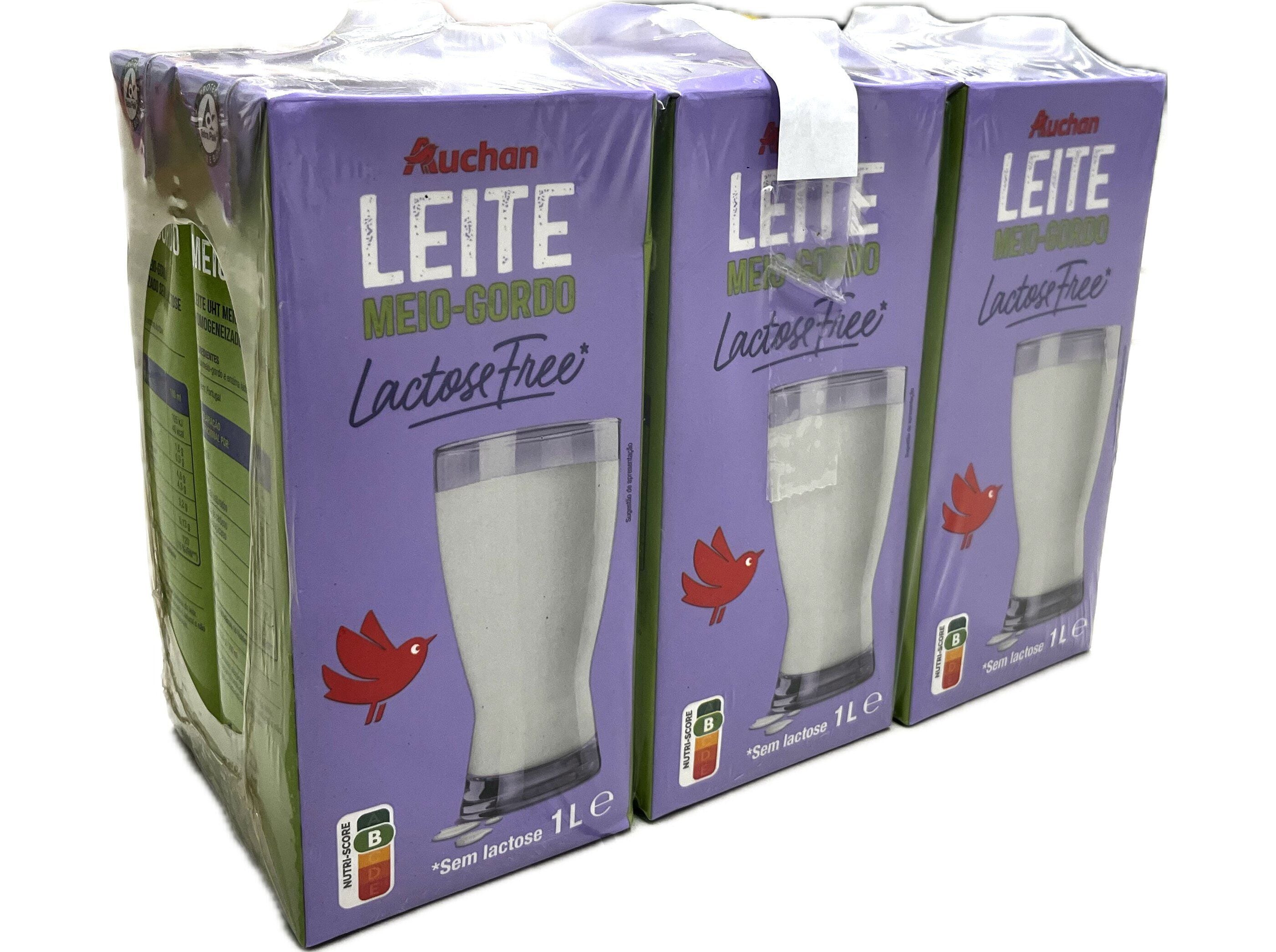 LEITE UHT MEIO GORDO AUCHAN SEM LACTOSE 6X1L