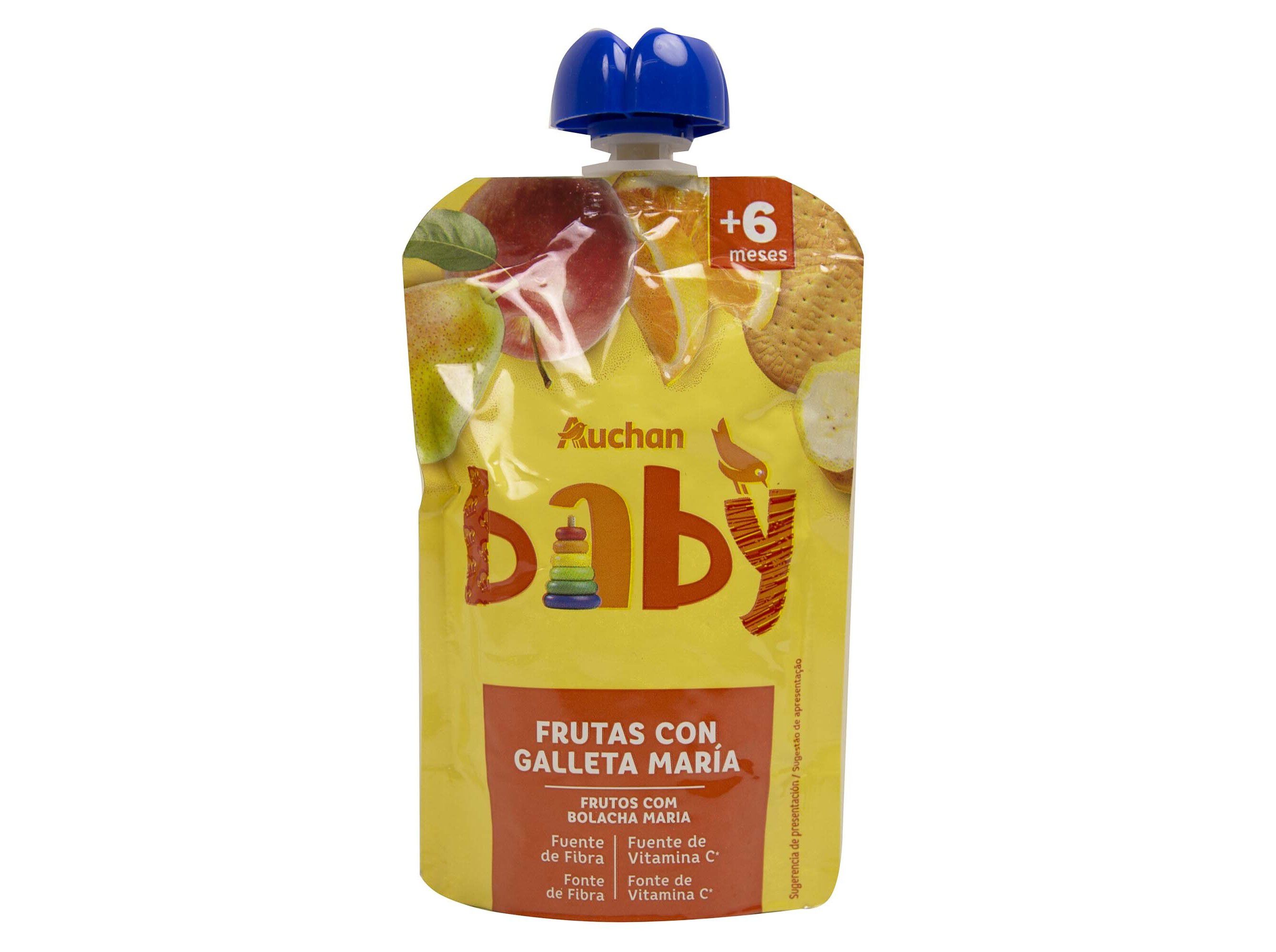 SAQUETA FRUTA AUCHAN BABY BOLACHA MARIA 120G