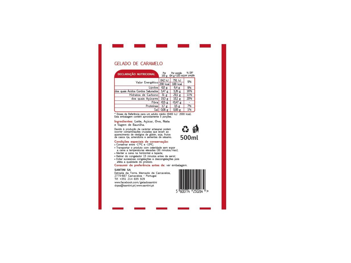 GELADO SANTINI CARAMELO 500ML image number 1