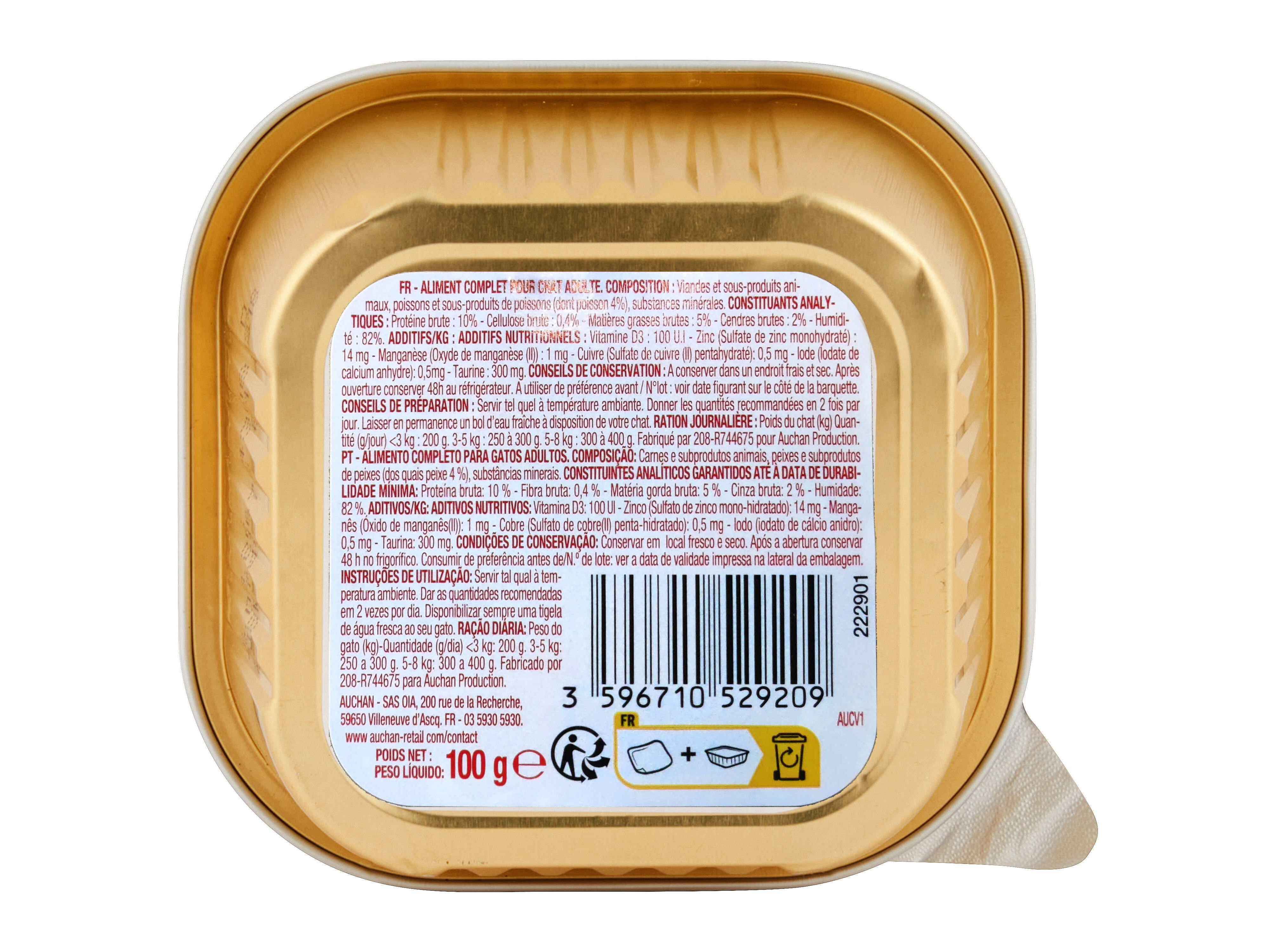 COMIDA H&Uacute;MIDA PARA GATO POLEGAR PAT&Eacute; COM PEIXE 100G image number 1