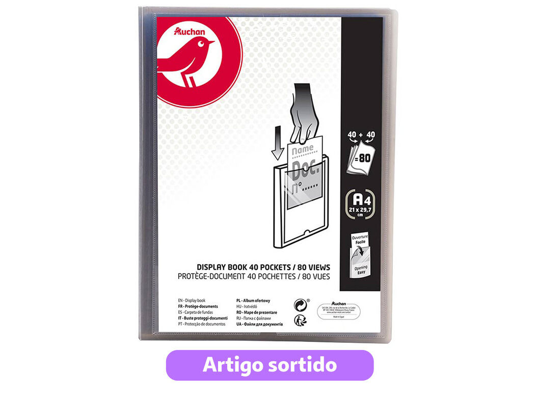 PORTF&Oacute;LIO AUCHAN A4 40+40 BOLSAS CORES SORTIDAS image number 2