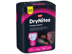 FRALDA CUECA HUGGIES DRYNITES MENINA 17KG A 30KG 16UN