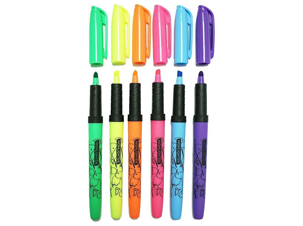 CONJUNTO DE 6 SUBLINHADORES AUCHAN FLUORESCENTE image number 1