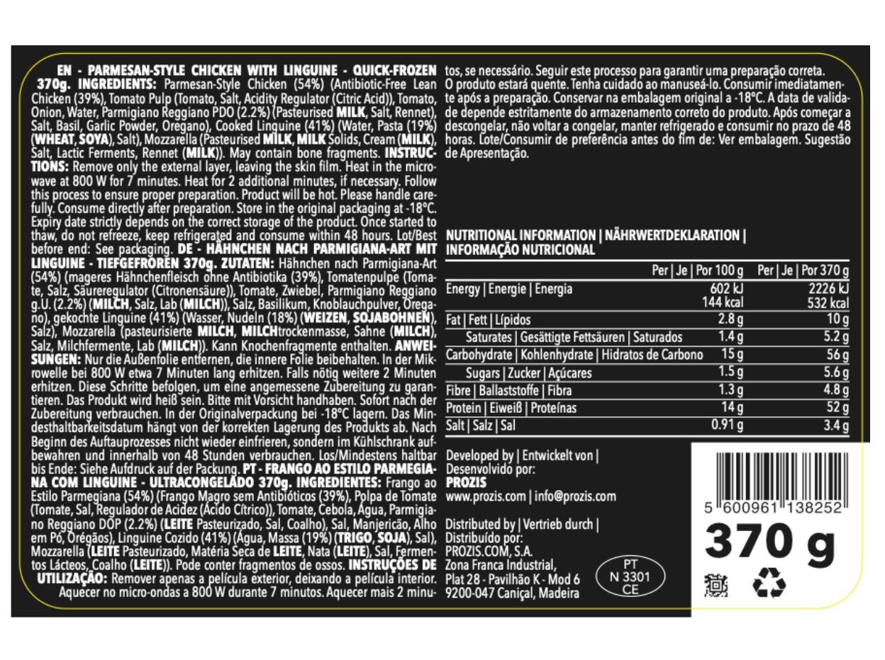 REFEI&Ccedil;&Atilde;O HIPERPROTEICA PROZIS FRANGO PARMEGIANA 370G image number 1