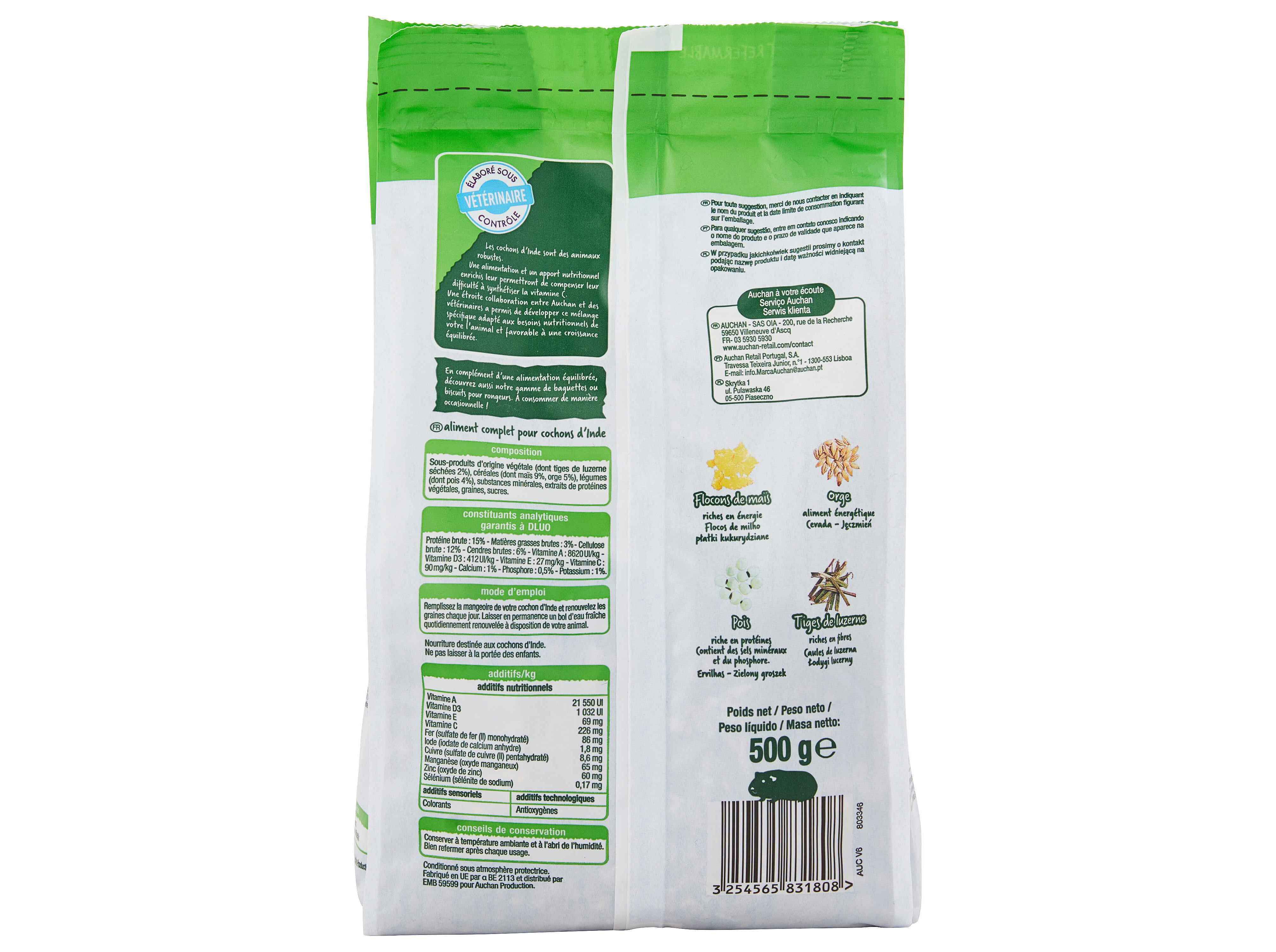 COMIDA PARA PORQUINHO &Iacute;NDIA AUCHAN MENU COMPLETO 500G image number 2