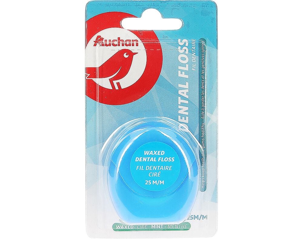 FIO DENT&Aacute;RIO AUCHAN MENTOL COM CERA 25M image number 0