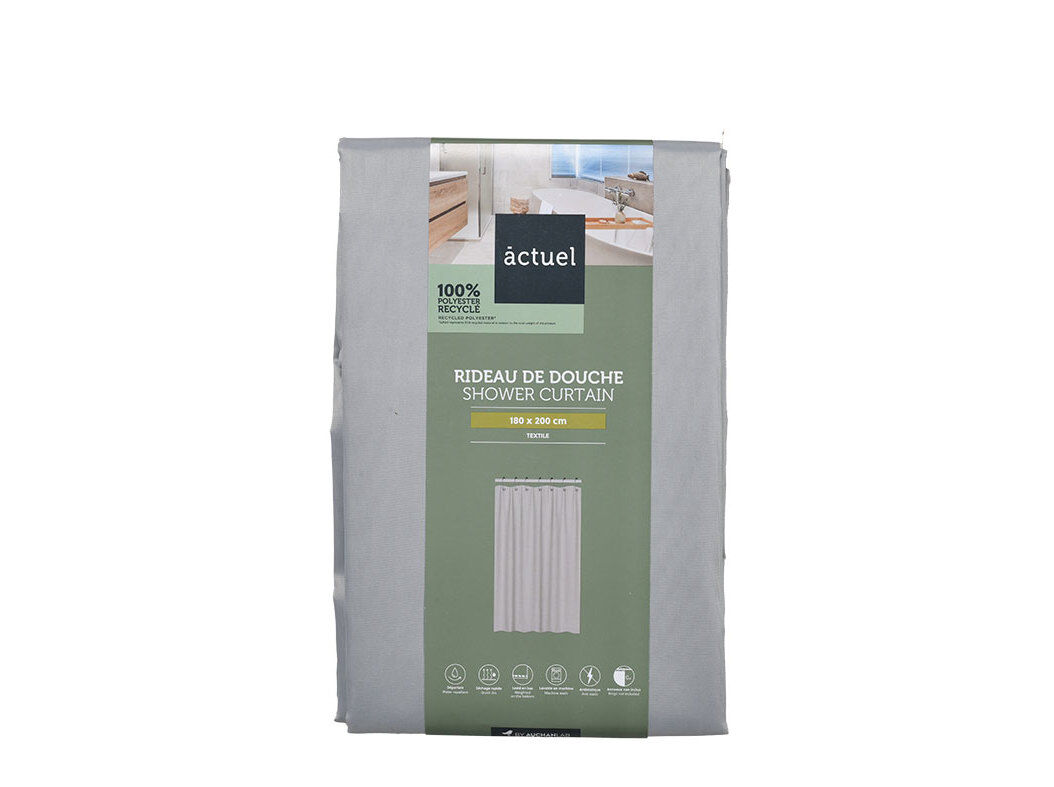 CORTINA DUCHE POLIESTER RECICLADO ACTUEL CINZENTO 180X200CM image number 0