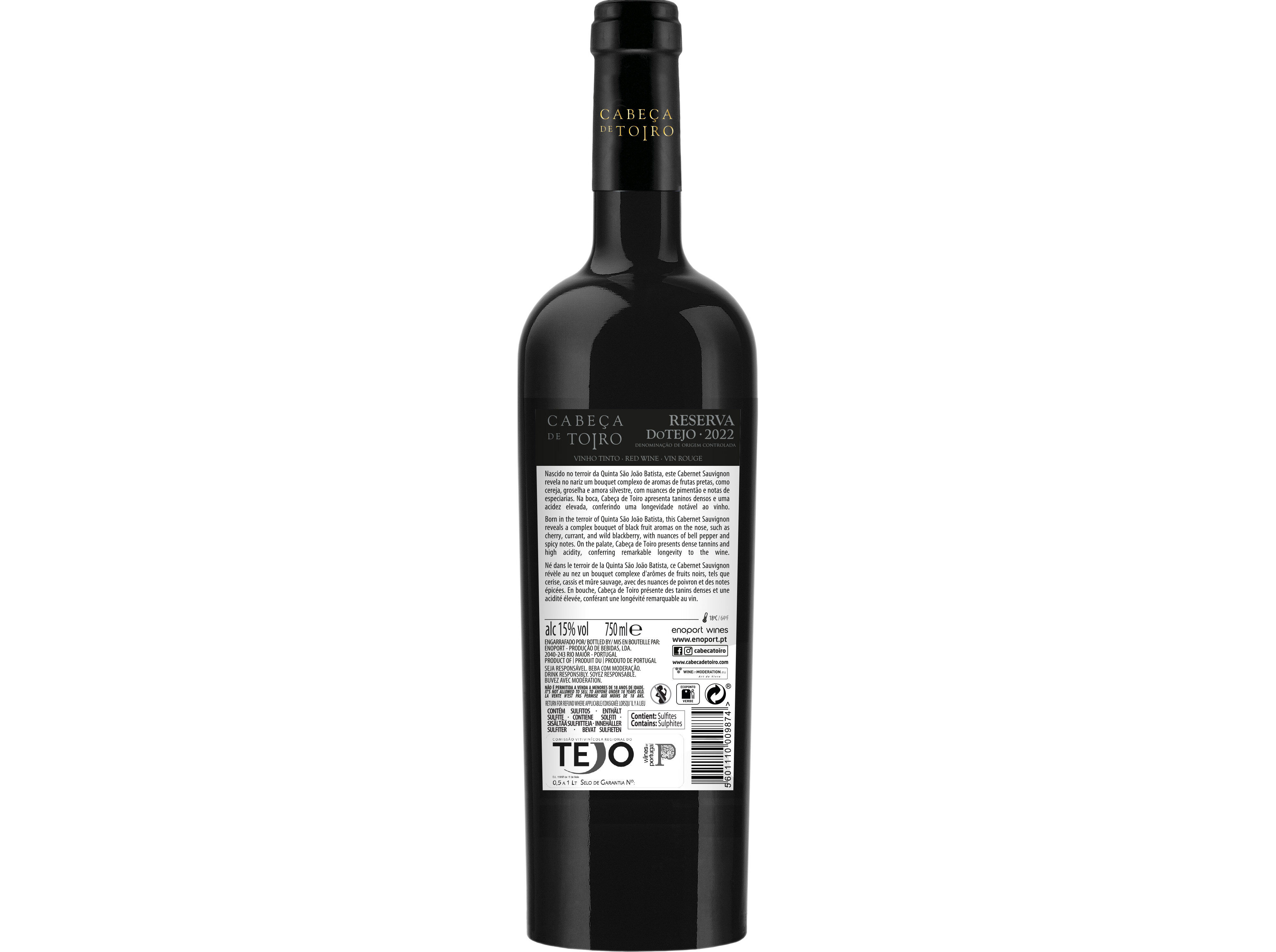 VINHO TINTO CABE&Ccedil;A DE TOIRO RESERVA CAB. SAUV. 0.75L image number 1