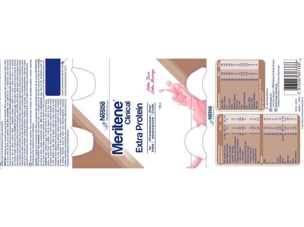 SUPLEMENTO MERITENE EXTRA PROTEIN MORANGO 4X200ML image number 1