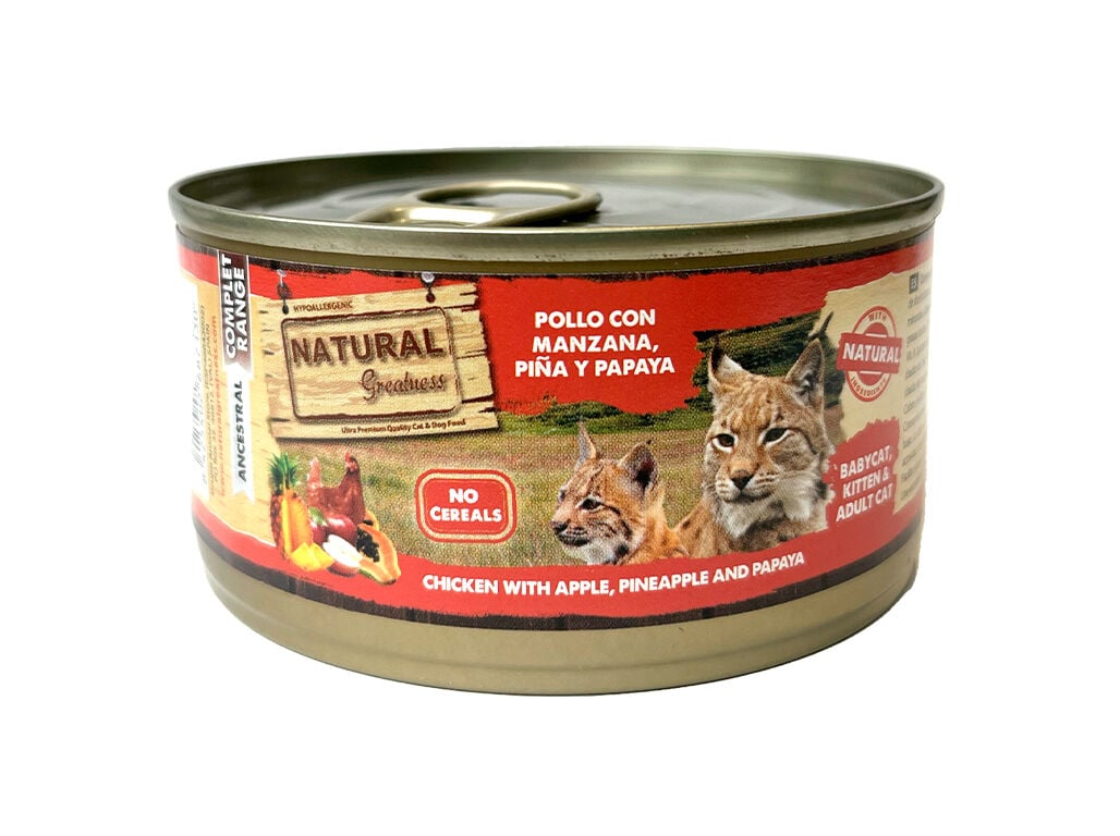 COMIDA H&Uacute;MIDA NATURAL GREATNESS GATO FRANGO/MA&Ccedil;&Atilde; 185G