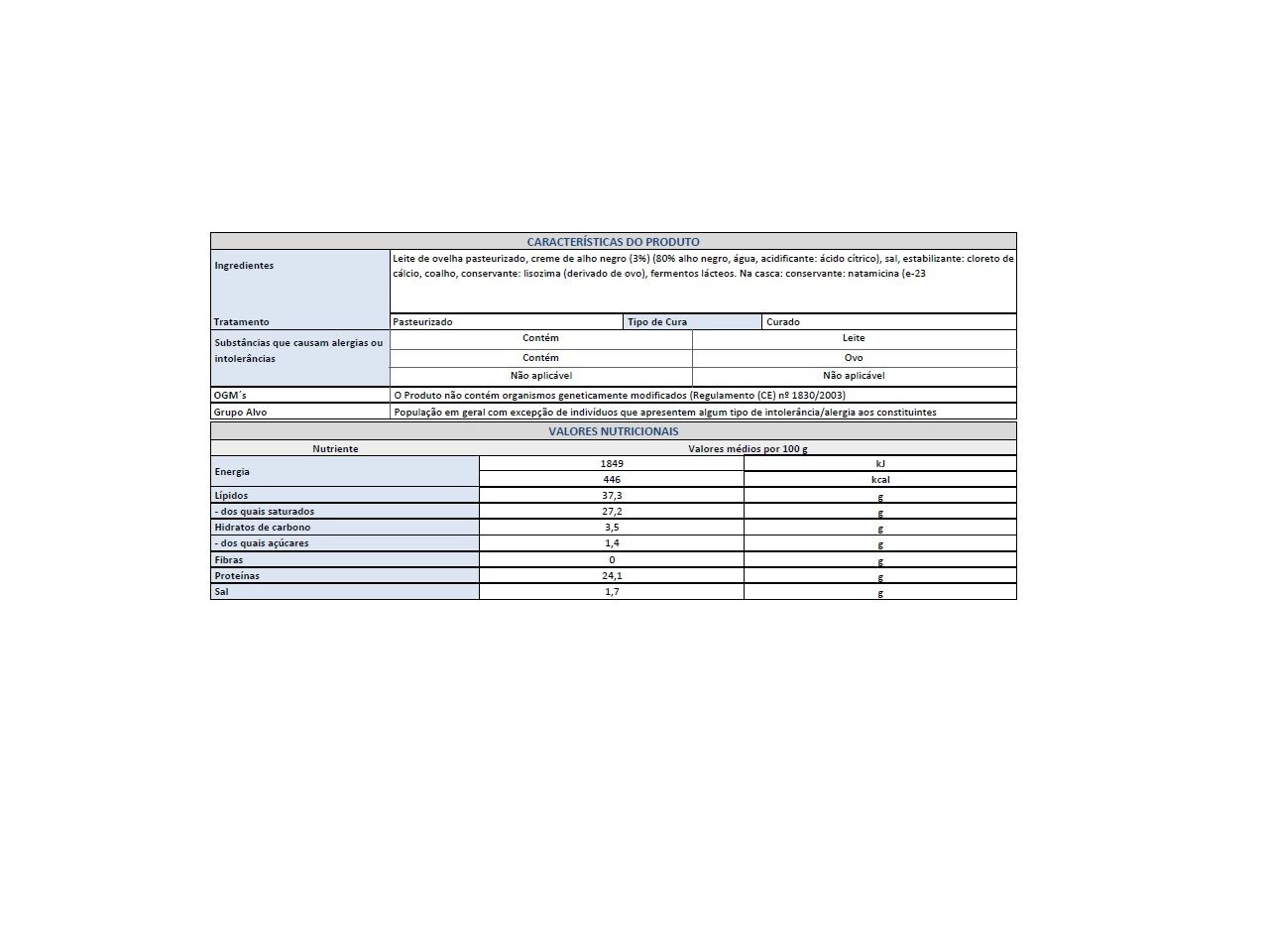 QUEIJO DE OVELHA LA LEYENDA COM ALHO NEGRO KG image number 1