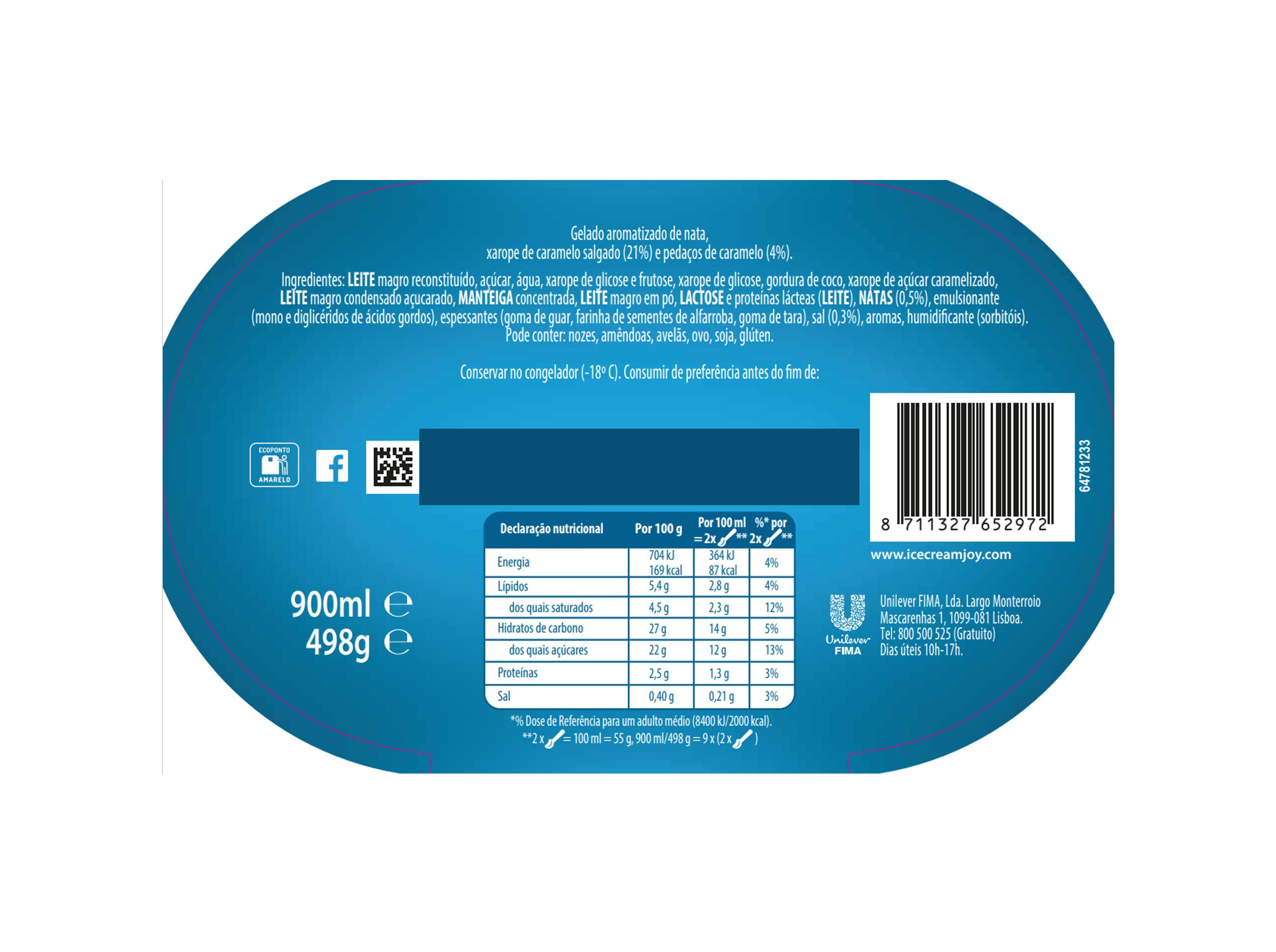 GELADO OL&Aacute; CARAMELO SALGADO 900ML image number 2