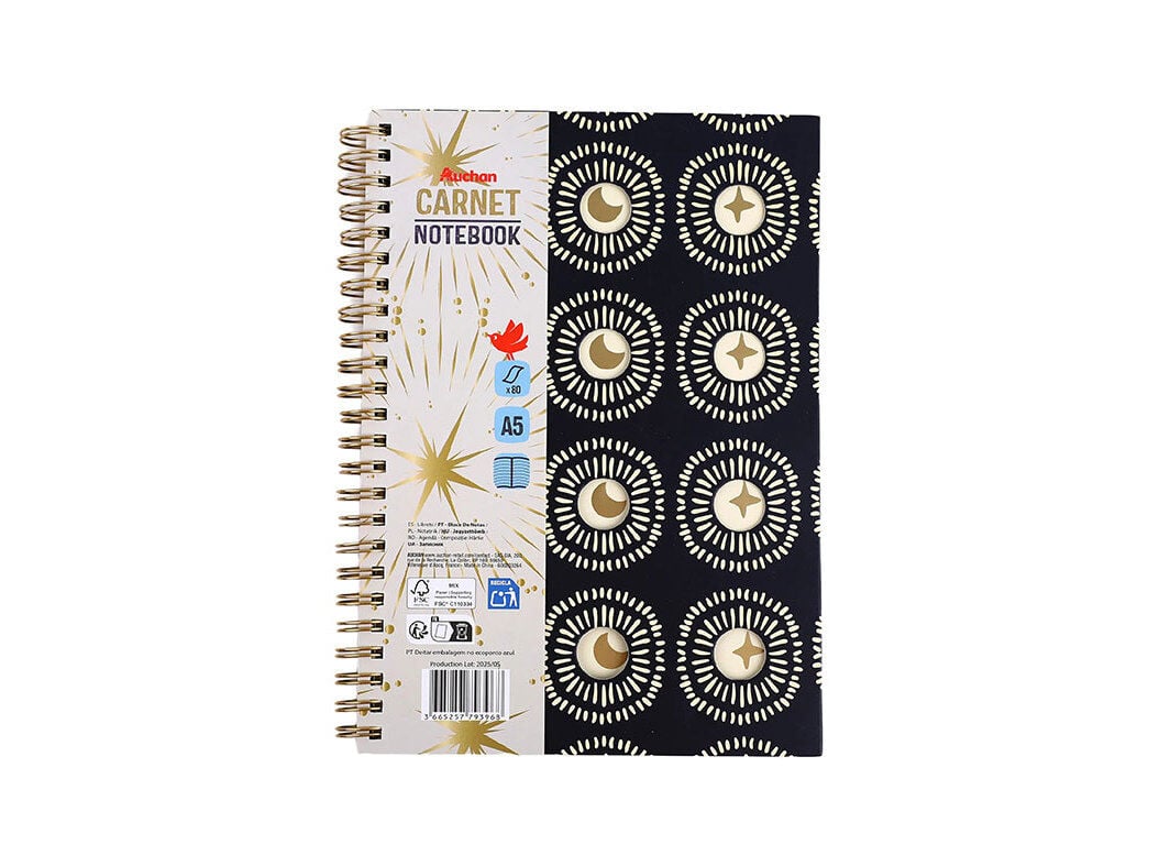 BLOCO NOTAS A5 AUCHAN ESPIRAL 80F MYSTIC TRAVEL