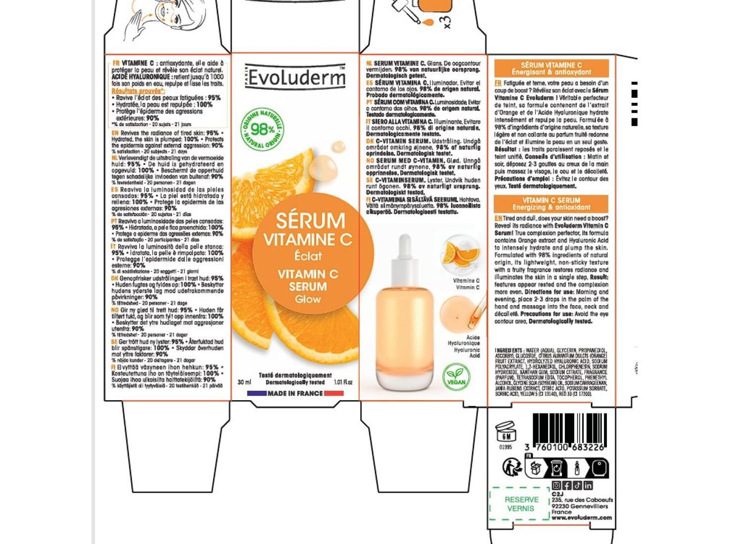 S&Eacute;RUM EVOLUDERM VITAMINA C 30 ML image number 1