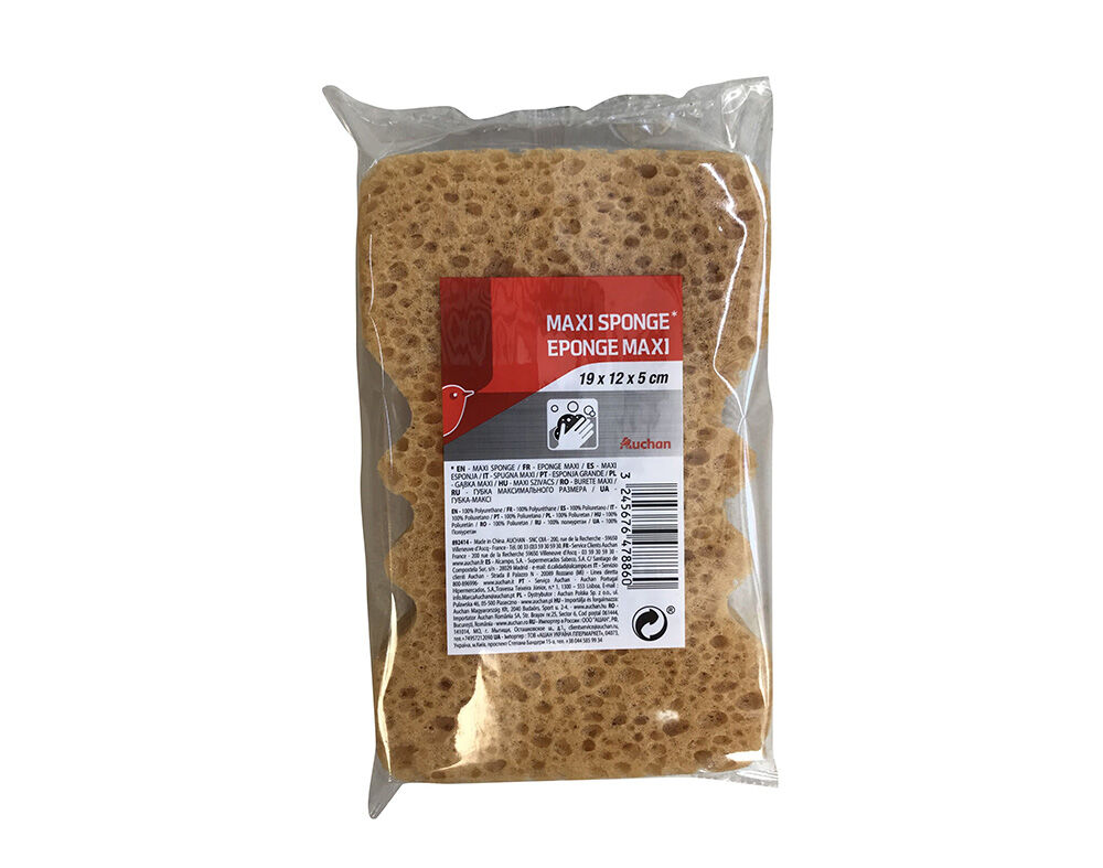 ESPONJA AUCHAN VEGETAL 19X12X5CM